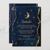 Carte D'accompagnement Celestial Blue Wedding Midnight Stars Moon (Devant / Derrière)