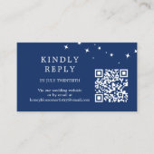 Carte D'accompagnement Celestial Elegant Wedding Navy Blue QR Code RSVP (Devant)
