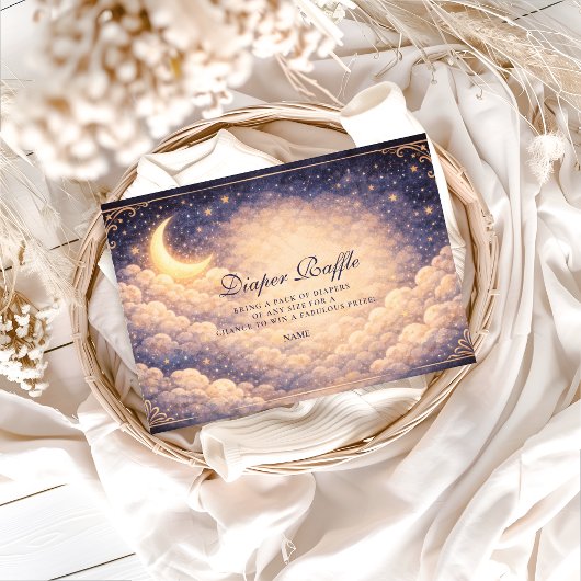 Carte D'accompagnement Celestial Moon Stars Neutral Diapper Raffle