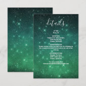 Carte D'accompagnement Celestial Starry Green Night Sky Détails du Mariag (Devant / Derrière)