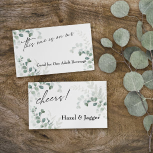 Carte D'accompagnement Celui-ci est sur nous Elegant Green Drink Billet