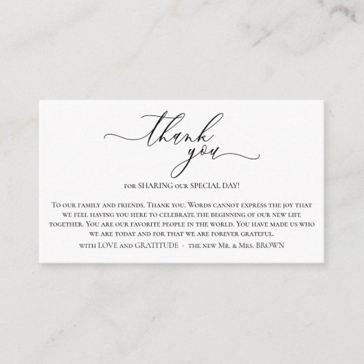 Carte D'accompagnement Cérémonie de mariage blanc Merci photo (Devant)