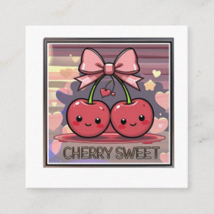 Carte D'accompagnement Cerises Douces Mignonnes Cerises Roses Nœud Coquet