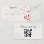 Carte D'accompagnement Cerisier rose fleuri code QR site mariage (Devant / Derrière)