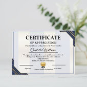 Carte D'accompagnement Certificate of Appreciation  Professional Award (Debout devant)