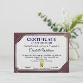 Carte D'accompagnement Certificate of Appreciation Professional Elegant (Debout devant)