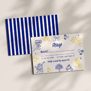 Carte D'accompagnement C'est Amore ! RSVP italien bleu et jaune