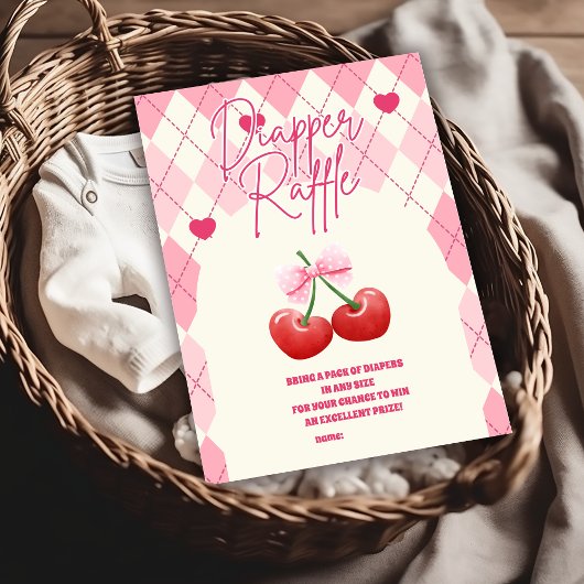 Carte D'accompagnement C'est la cerise sur le dessus Diapper Raffle
