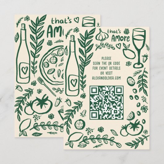 Carte D'accompagnement C'est la nourriture italienne Amore QR code de mar (Devant / Derrière)
