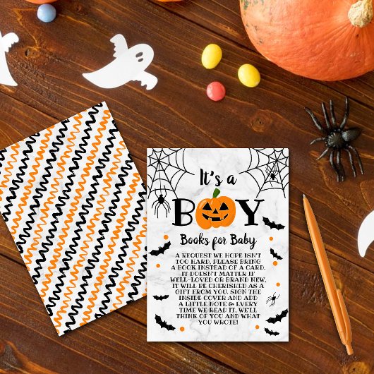 Carte D'accompagnement "C'est un garçon" Baby shower Citrouille d'Hallowe