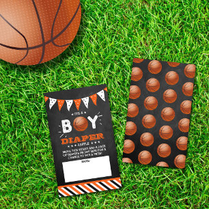 Carte D'accompagnement C'est un garçon ! Baby shower de basket-ball Déche