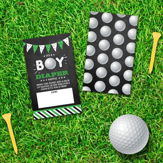 Carte D'accompagnement C'est un garçon ! Golf Co-ed Baby shower Diaper Ra