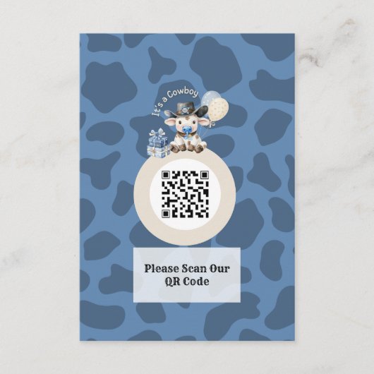Carte D'accompagnement C'est une Baby Shower Cowboy Bleu & Beige (Devant)