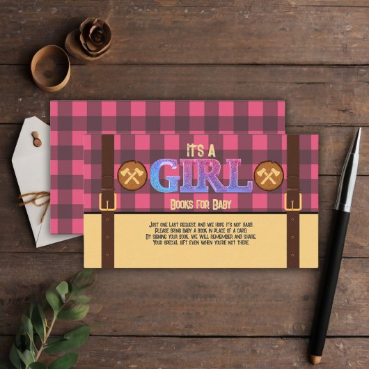 Carte D'accompagnement C'est une fille Rustic Lumberjack Flannel Baby sho