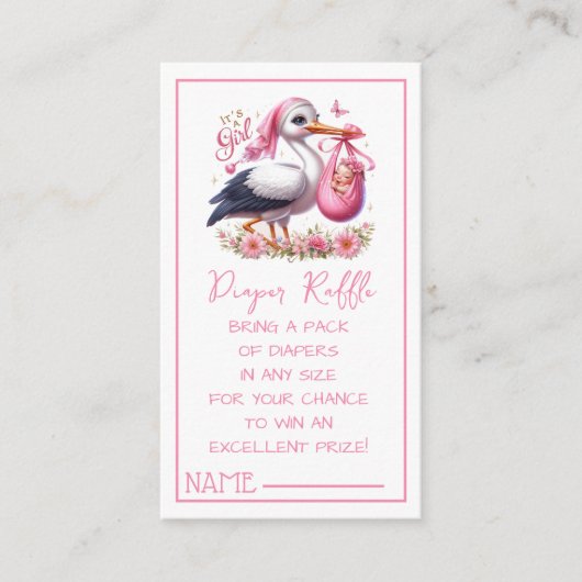 Carte D'accompagnement C'est une petite fille mignonne cigogne avec bébé (Devant)