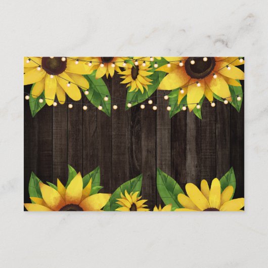 Carte D'accompagnement Chaîne de tournesol en bois Lumières Mariage Héber (Dos)