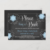 Carte D'accompagnement Chalkboard Blue Snowflake Baby shower Apportez un (Devant / Derrière)