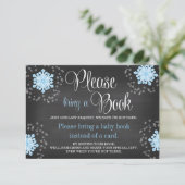 Carte D'accompagnement Chalkboard Blue Snowflake Baby shower Apportez un (Debout devant)