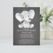 Carte D'accompagnement Chalkboard Elephant Baby shower Book for Baby Card (Debout devant)