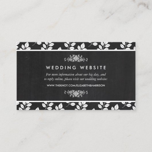 Carte D'accompagnement Chalkboard Floral Leaf Mariage Website (Devant)
