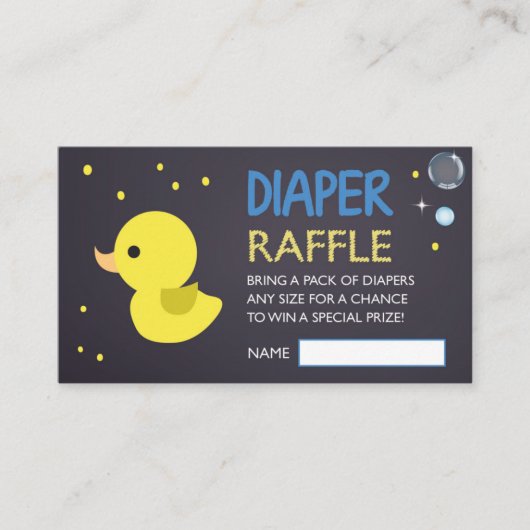Carte D'accompagnement Chalkboard YellowRubber Ducky Diaper Raffle Ticket (Devant)