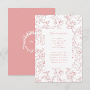 Carte D'accompagnement Chambre de Mariage Toile de Jouy Rose Chinoiserie