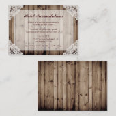 Carte D'accompagnement Chambres d'hôtel en bois rustique et en dentelle (Devant / Derrière)