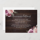 Carte D'accompagnement Chambres en bois rustique mauve fleuri (Devant / Derrière)