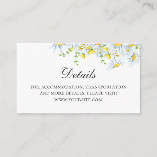 Carte D'accompagnement Chamomille. Détails des fleurs du pays. Mariage fl
