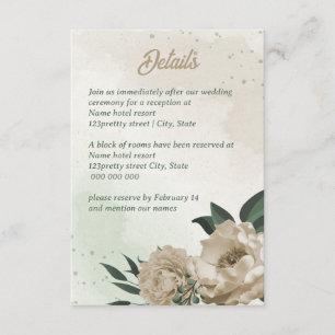 Carte D'accompagnement champagne fleurs verdure mariage