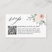 Carte D'accompagnement Champagne Ivory Blush rose Floral QR Code RSVP (Devant)