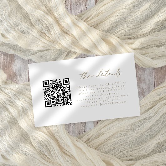 Carte D'accompagnement Champagne or QR Code Script Détails du Mariage