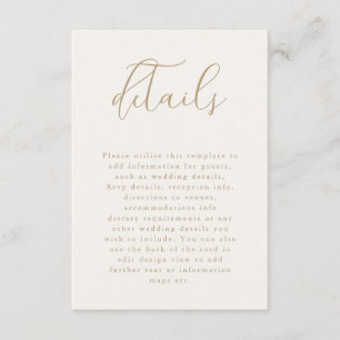 Carte D'accompagnement Champagne romantique et Mariage d'or Détails