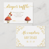 Carte D'accompagnement Champignons et abeilles élégants, tombole en feuil (Devant / Derrière)