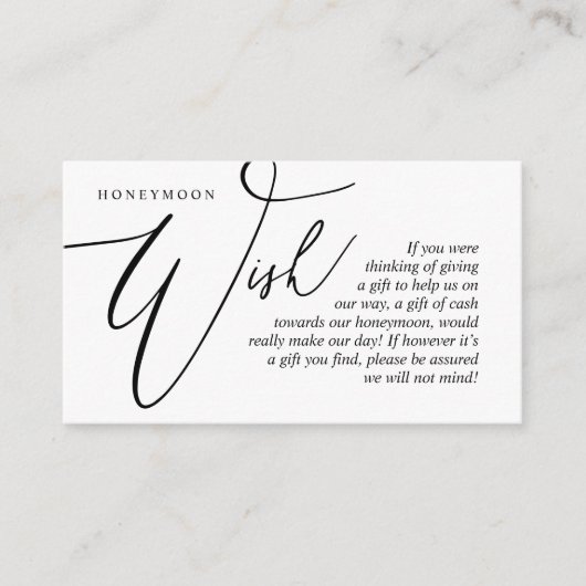 Carte D'accompagnement Chance Lune De Miel, Espèces, Élégance Moderne (Devant)