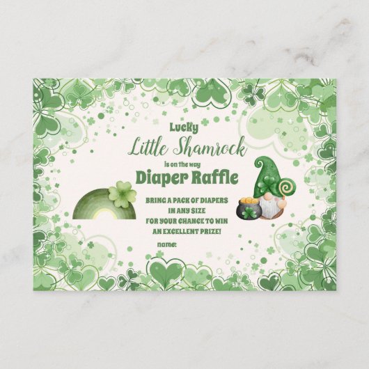 Carte D'accompagnement Chanceux Petit Baby shower Shamrock Diapper Raffle (Devant)