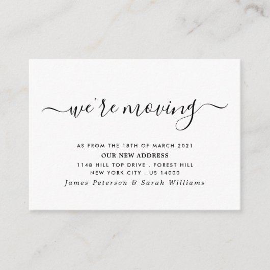 Carte D'accompagnement Changement d'adresse de script simple (Devant)