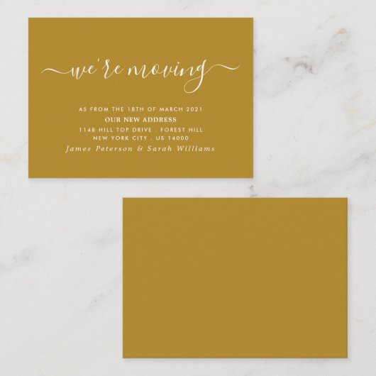 Carte D'accompagnement Changement d'adresse de script simple (Devant / Derrière)