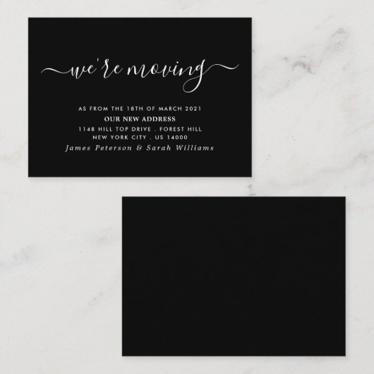 Carte D'accompagnement Changement d'adresse de script simple (Devant / Derrière)