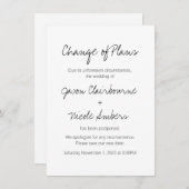 Carte D'accompagnement Changement de plan Reporter le Mariage (Devant / Derrière)