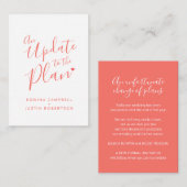 Carte D'accompagnement Changement mariage du plan corail blanc annulation (Devant / Derrière)