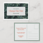Carte D'accompagnement Changer notre date PostCard en terre cuite et vert (Devant / Derrière)