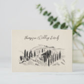 Carte D'accompagnement Charcoal Sketched Italien Winery Wedding Rsvp (Debout devant)