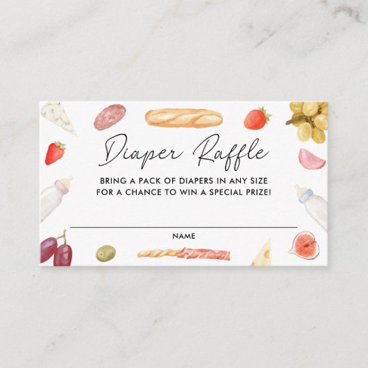 Carte D'accompagnement Charcuterie Baby shower Raffin de couches (Devant)