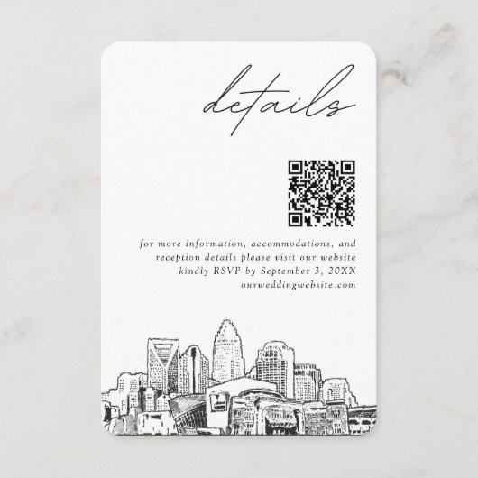 Carte D'accompagnement Charlotte Mariage Détails Moderne QR Code Petit (Devant)