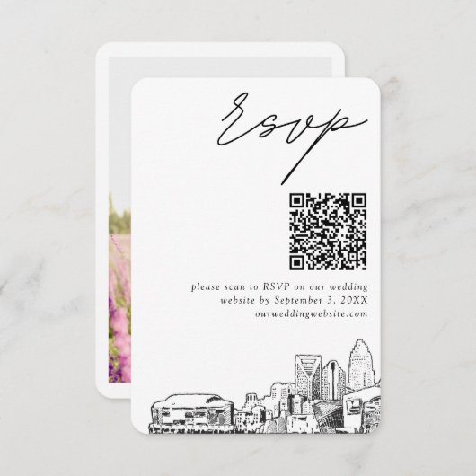 Carte D'accompagnement Charlotte Wedding RSVP QR Code Petit (Devant / Derrière)