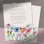 Carte D'accompagnement Charm Wedding Details Enclosure Card<br><div class="desc">Wildflower flding details enclosure card with watercolor wild flowers This rustic country botanical design has a pretty border of wildflowers includaisy poppy poppy cornflower coneflower buttercup seedhead and clover. Le poète est moderne,  floral,  poète,  bohemian garden theme. Please browse my store in the Wildflower Charm collection for matching items.</div>