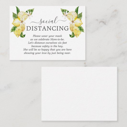 Carte D'accompagnement Charme Fruits au citron Fleurs Détails du Baby sho (Devant / Derrière)