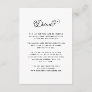 Carte D'accompagnement Charme mariage noir et blanc Détails de calligraph
