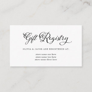 Carte D'accompagnement Charme mariage Registre cadeau noir et blanc